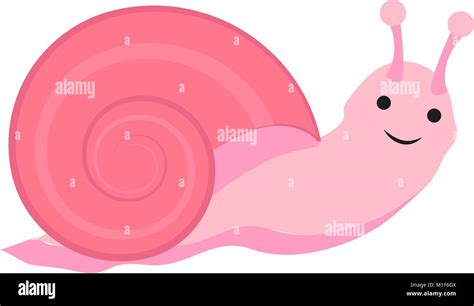 Pink Snail Icon Flat Cartoon Style Isolated On White Background