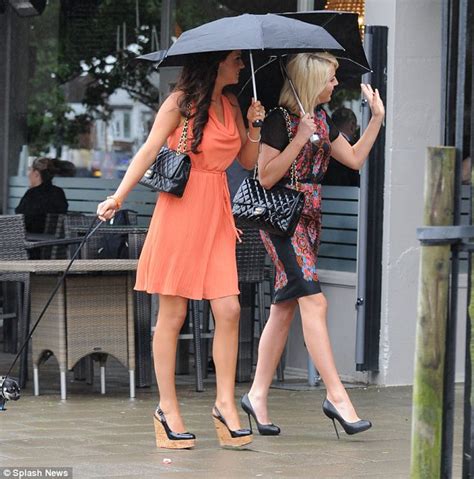 Towie Girls Lucy Mecklenburgh Lydia Bright And Gemma Collins Ignore The Rain To Flash Their