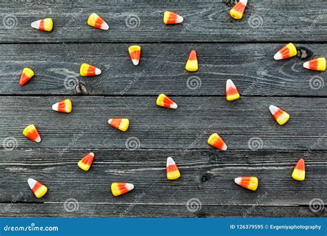 Halloween Candy Corn On Wooden Background Stock Image Image Of Trick