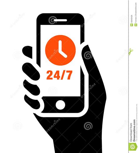 24 hours a day, 7 days a week. 24/7 service icon stock vector. Illustration of ...