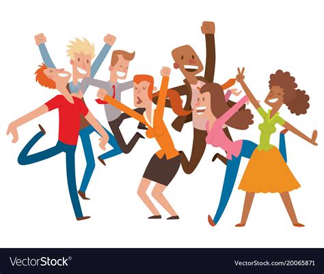 People Jumping In Celebration Party Happy Vector Image