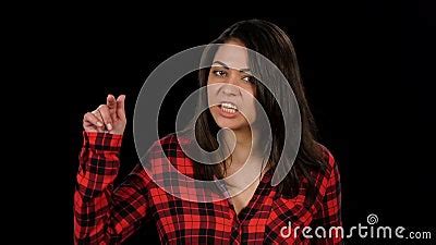 Outraged Woman Shouts And Something To Prove Black Close Up Stock