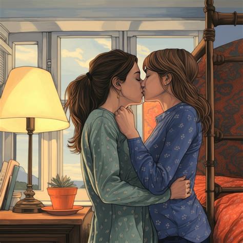Premium AI Image Two Gay Girls Kissing By The Window