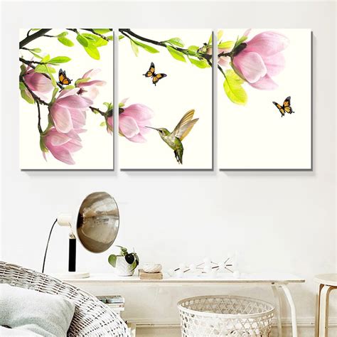 Wall26 3 Panel Canvas Wall Art Pink Magnolia Flowers