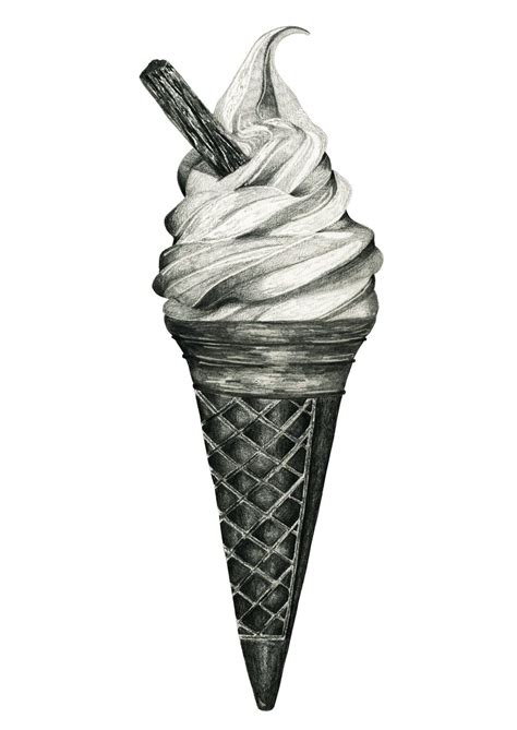 Ice Cream Cone Pencil Drawing