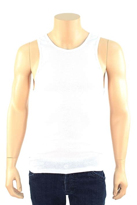 3 Mens White Tank Top 100 Cotton A Shirt Wife Beater Ribbed Lot Pack
