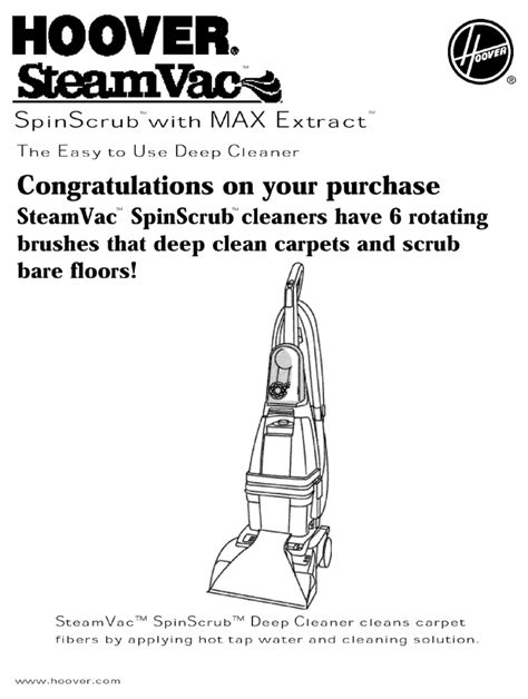 How To Use Hoover Steamvac Spinscrub Carpet Cleaner Instructions