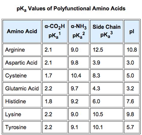 Amino Acid Charge Chart