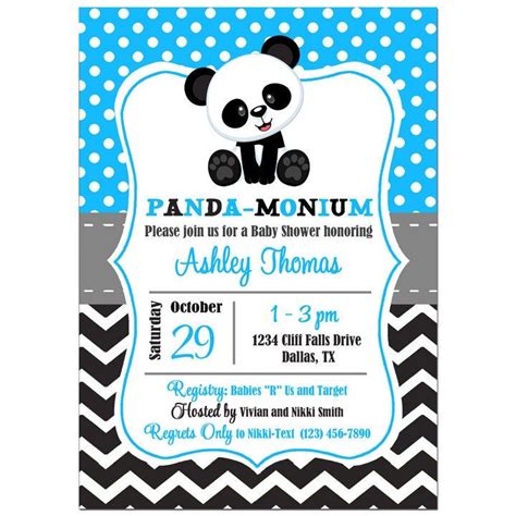 Panda Boys Baby Shower Or Birthday Invitation Printable Or Printed