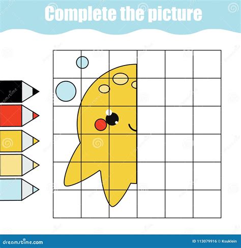 Grid Copy Drawing Activity Educational Children Game Copy The Picture