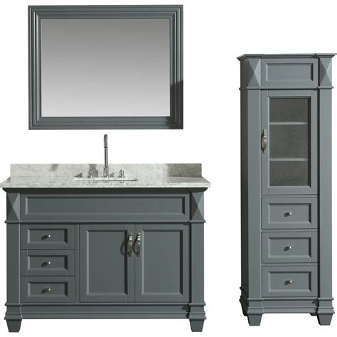 When buying a vanity with a vessel sink, make sure to obtain a faucet that is tall enough for the water to stream into the sink. Design Element 48 Inch Hudson Single Sink Vanity Set with 65 Inch Linen Tower Cabinet - Gray ...