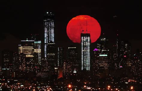 Red Moon Cityscape Red Moon HD Wallpaper Wallpaper Flare