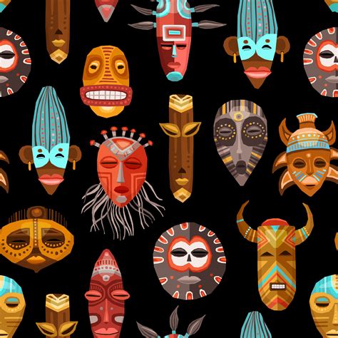 African Ethnic Tribal Masks Seamless Pattern 483360 Vector Art At Vecteezy