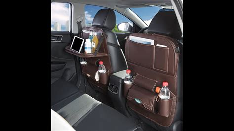 Car Seat Back Storage Bag Leather With Tray Car Multi Function Car Creative Products Youtube