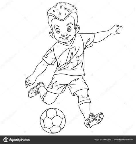 Dibujo De Un Niño Jugando Futbol Para Colorear - Actividad del Niño