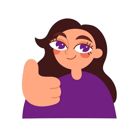 Premium Vector Thumbs Up A Beautiful Girl Shows Her Feelings With