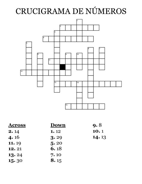 Crucigrama De NÚmeros Crossword Wordmint