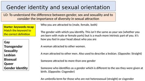 Gender Identity And Sexual Orientation Lesson Ks3 Ks4 Pshe