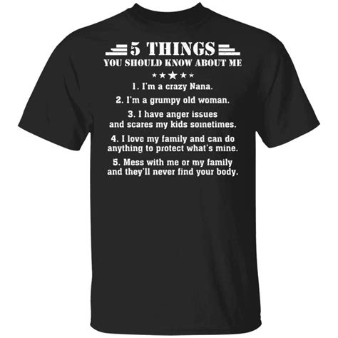 5 things you should know about me nana t shirt all day tee