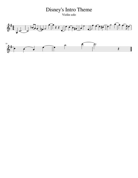 Disneys Intro Theme Sheet Music For Violin Solo