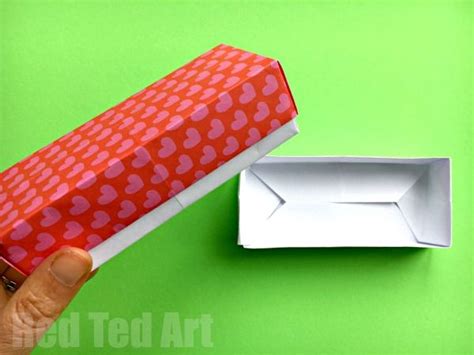 Easy Rectangular Origami Box Red Ted Art Kids Crafts Paper Box