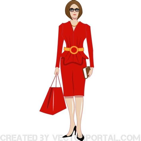 Elegant Woman Clipart In Red