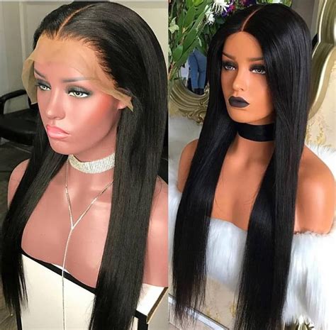 Pre Plucked 250 Density Human Hair Straight Lace Front Wigs Lace