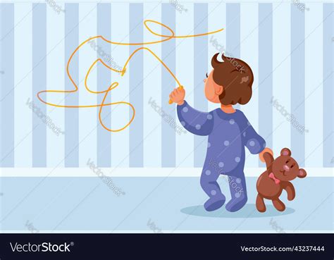 Funny Toddler Child Writing On The Walls Cartoon Vector Image