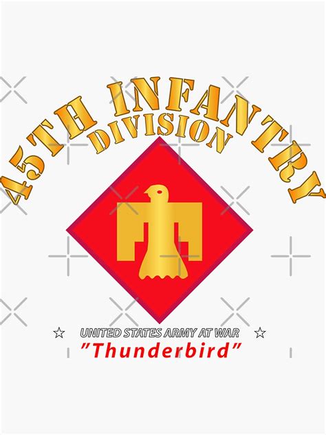 Army 45th Infantry Division Thunderbird At War Sticker For Sale
