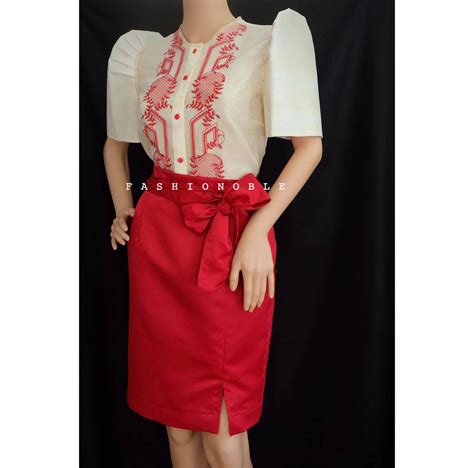 ladies barong with butterfly sleeves fn86 red lazada ph