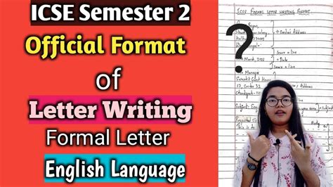 Icse Semester Official Letter Writing Format For Formal Letter