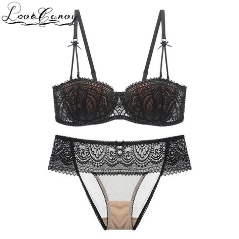 lovecurvy women bra brief sets plus size half cup bras brassiere set ultra thin underwear sexy