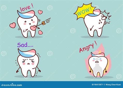 Tooth With Different Emoji Stock Vector Illustration Of Healthy 90415871