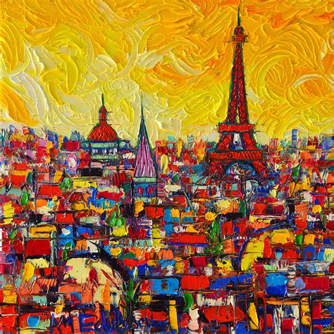 Vibrant Paris Abstract Cityscape Impasto Modern Impressionist Palette