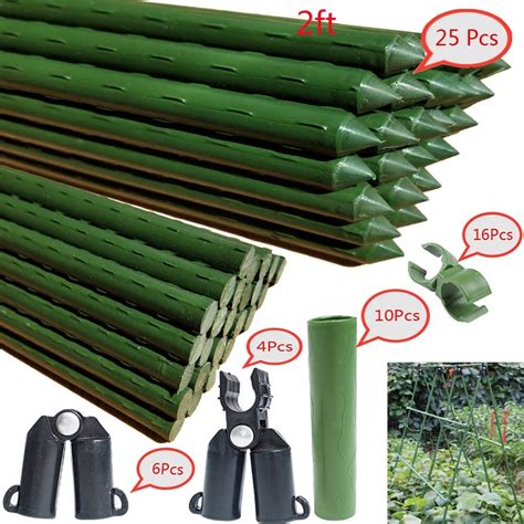F O T Sturdy Metal Garden Stakes Pcs Gardening Support Ft Plastic Coated Plant Sticks