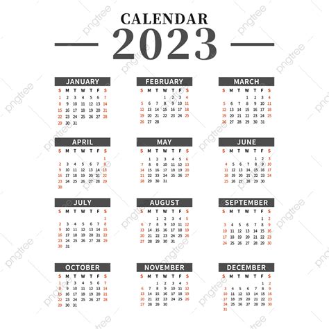 Calendar 2023 Png Transparent Clipart Imagesee
