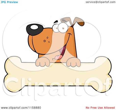 Cartoon Of A Happy Brown Dog Smiling Over A Bone Sign