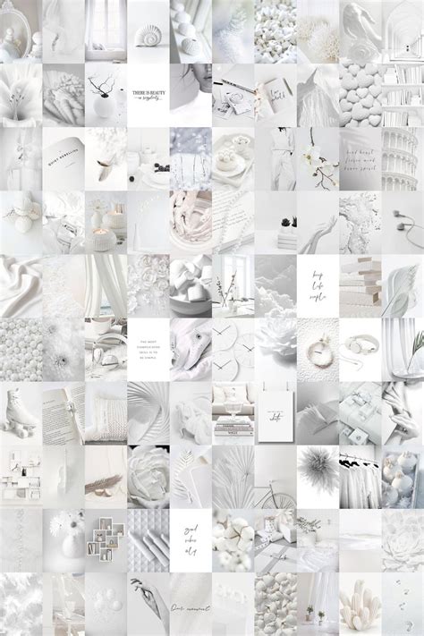 Boho White Neutral Aesthetic Wall Collage Kit Minimalist Mood Etsy