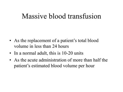 Ppt Complications Of Massive Blood Transfusion