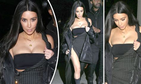 Kim Kardashians Ample Assets Nearly Escape From Tiny Bandeau And