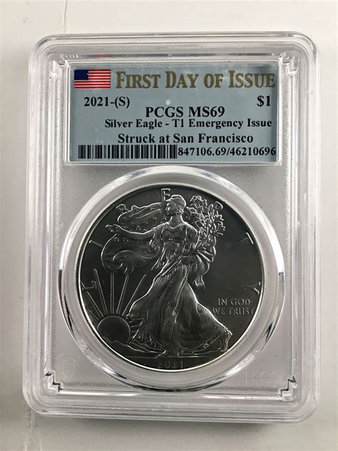 2021 S Type 1 American Silver Eagleemergency Issuefirst Day Of