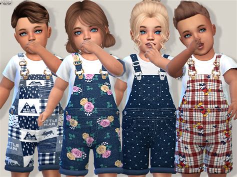 The Sims Resource Denim Short Overalls For Toddlers