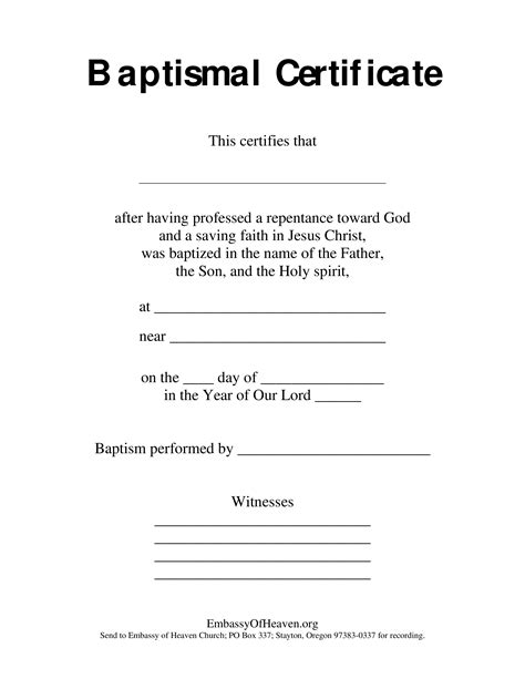 Blank Baptism Certificate Sample How To Create A Baptism Certificate