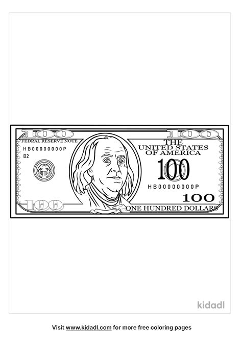 Free 100 Dollar Bill Coloring Page Coloring Page Printables Kidadl