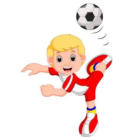 Boy Cartoon Playing Soccer Vector Premium Download