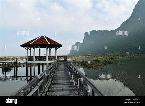 Khao Sam Roi Yot National Park Wooden Bridge And Pavilion Sun Beam