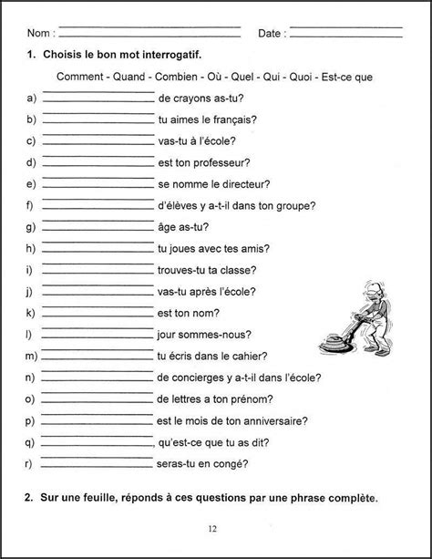 Free Printable French Worksheets For Grade 2