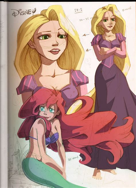 Rapunzel Ariel Colour Sketch By Moxie2d On Deviantart Ariel Color