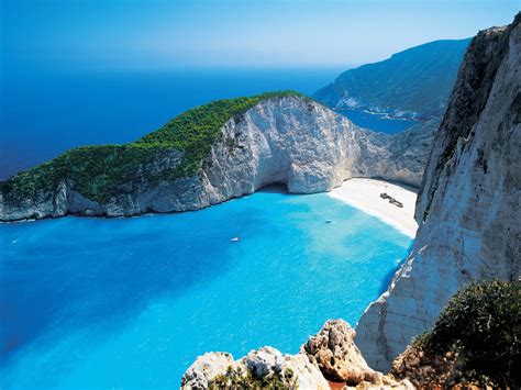 Greek Island Greece Beach Sea Zakynthos Shipwreck Cliff Boat