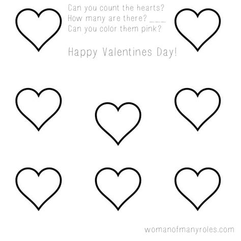 Heart Counting Printable Preschool Worksheet Woman Of Many Roles